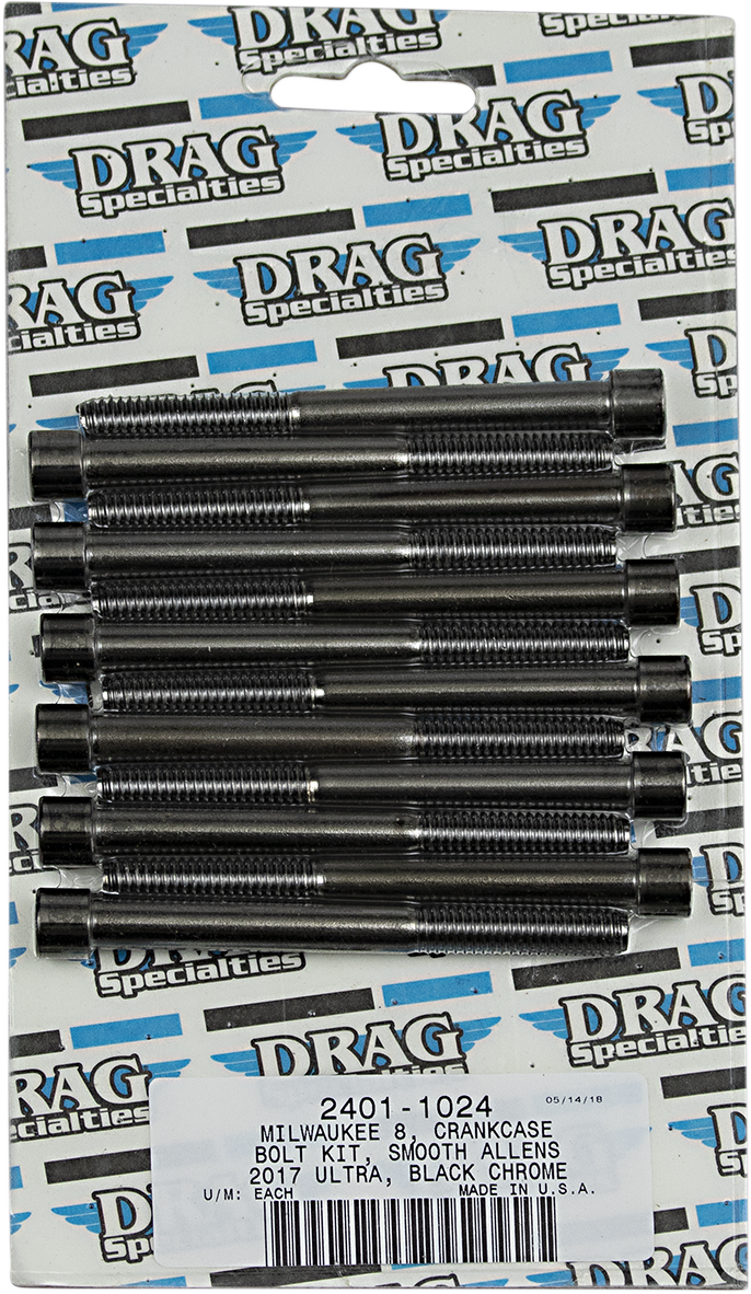 DRAG SPECIALTIES Bolt Kit M8 Crankcase Black/Chrome Smooth - Harley-Davidson 2017-2021 - MK778SBK - PartsOutlet.com.au