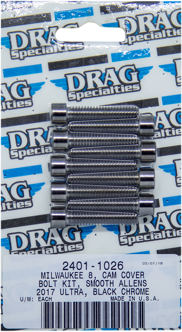 DRAG SPECIALTIES Bolt Kit M8 Camshaft Cover Black/Chrome Smooth - Harley-Davidson 2017-2021 - MK779SBK - PartsOutlet.com.au