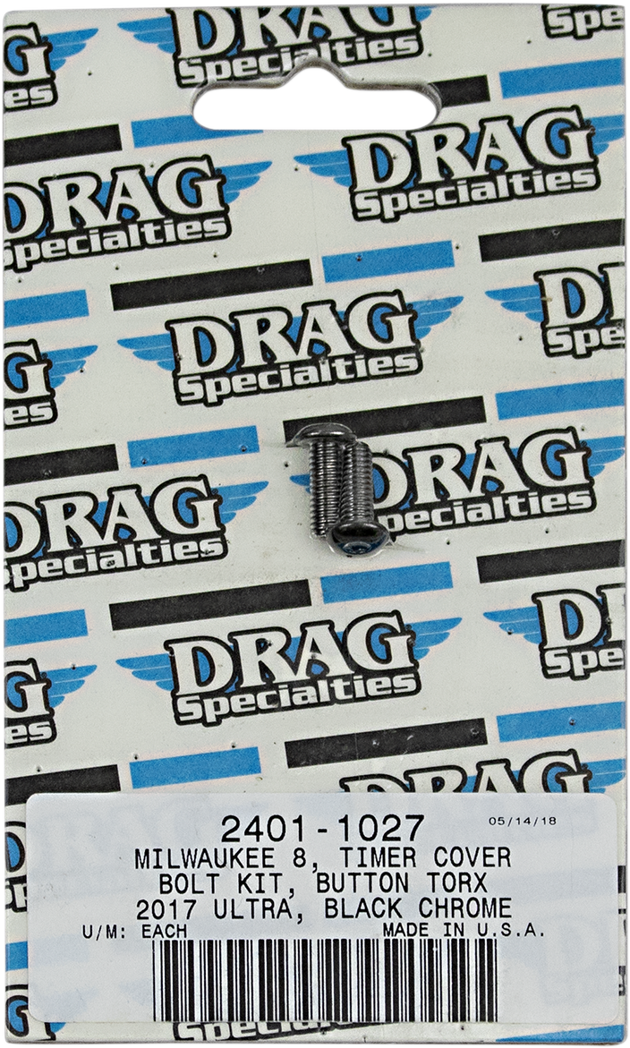 DRAG SPECIALTIES Bolt Kit M8 Timer Cover Black/Chrome Knurled - Harley-Davidson 2017-2021 - MK780BK - PartsOutlet.com.au