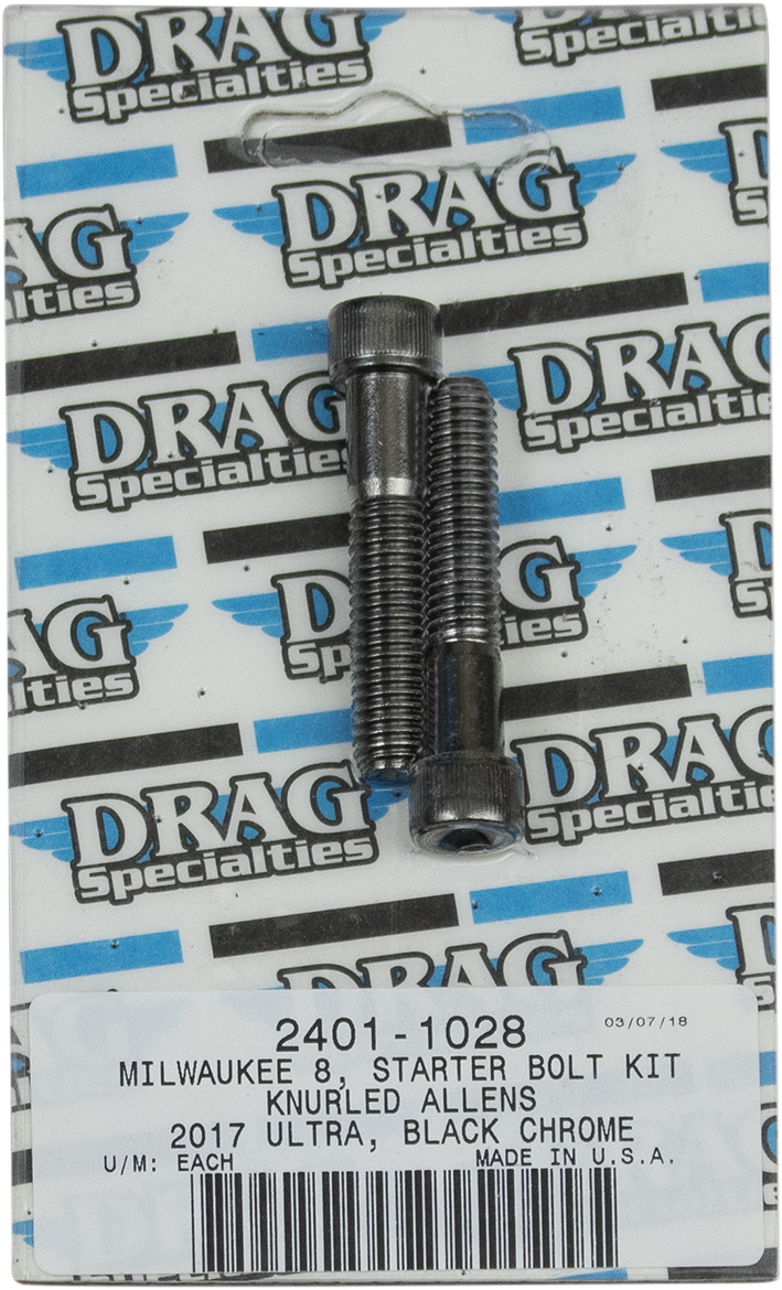 DRAG SPECIALTIES Bolt Kit M8 Starter Black/Chrome Knurled - Harley-Davidson 2017-2021 - MK781BK - PartsOutlet.com.au