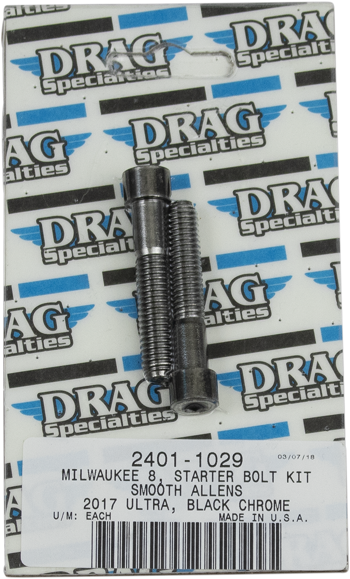 DRAG SPECIALTIES Bolt Kit M8 Starter Black/Chrome Smooth - Harley-Davidson 2017-2021 - MK781SBK - PartsOutlet.com.au