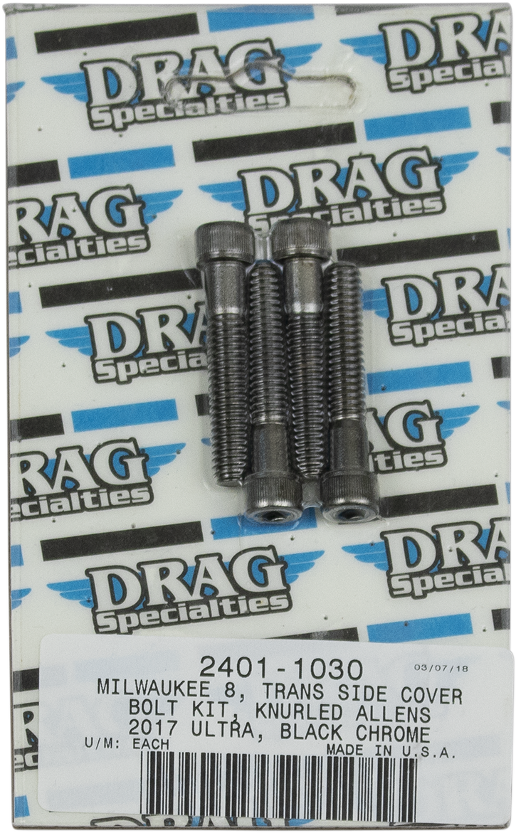 DRAG SPECIALTIES Bolt Kit M8 Transmission Cover Black/Chrome - Harley-Davidson 2017-2021 - MK782BK - PartsOutlet.com.au