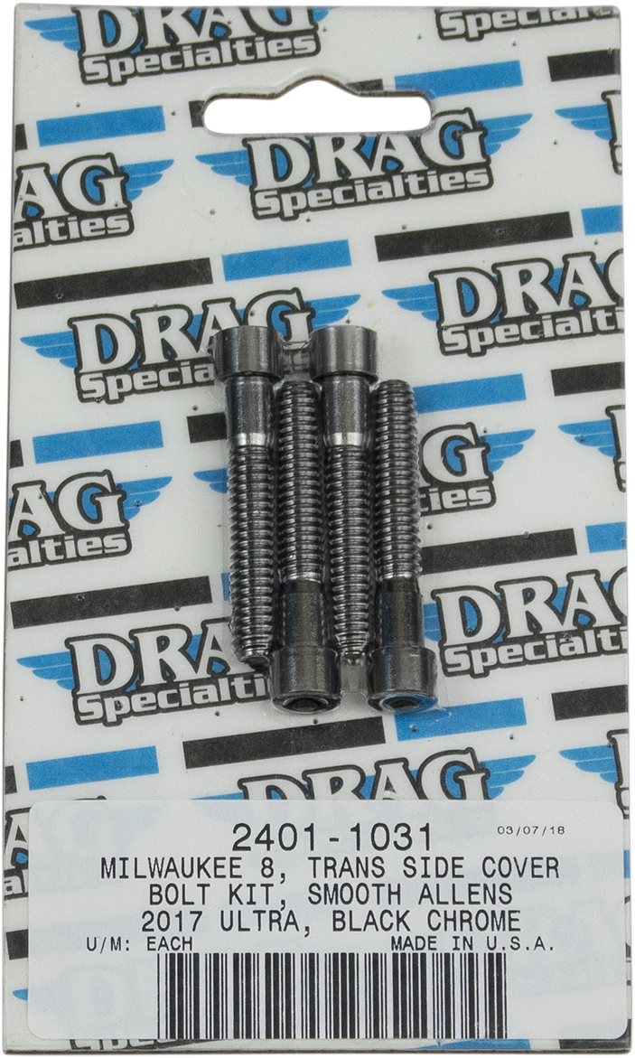 DRAG SPECIALTIES Bolt Kit M8 Transmission Cover Black/Chrome Smooth - Harley-Davidson 2017-2021 - MK782SBK - PartsOutlet.com.au