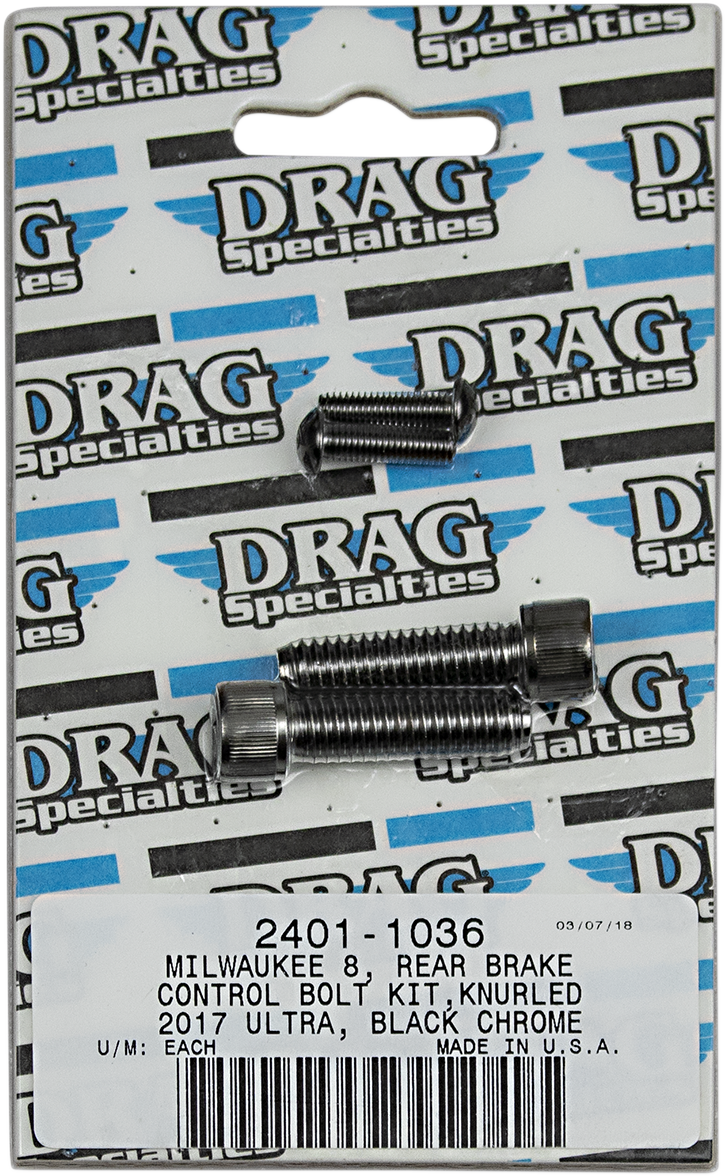 DRAG SPECIALTIES Bolt Kit M8 Rear Brake Black/Control Knurled - Harley-Davidson 2017-2021 - MK785BK - PartsOutlet.com.au