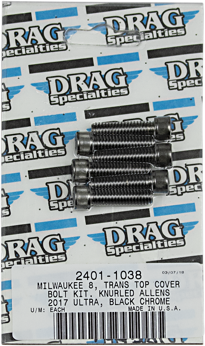 DRAG SPECIALTIES Bolt Kit M8 Transmission Top Black/Chrome - Harley-Davidson 2017-2021 - MK786BK - PartsOutlet.com.au