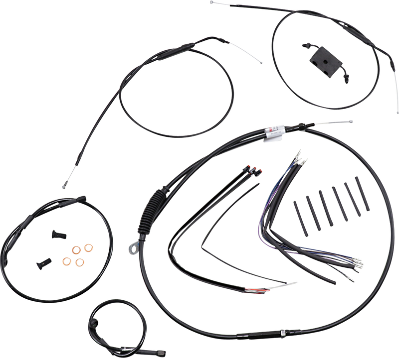 BURLY BRAND Handlebar Cable and Brake Line Kit - Sportsters - 12" Ape Hanger Handlebars - ABS - B30-1229