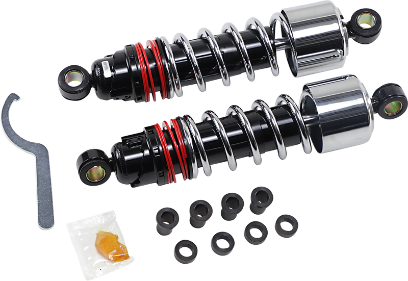 BURLY BRAND Slammer Plus Shocks - Chrome - '88-'03 XL B28-1205 - PartsOutlet.com.au