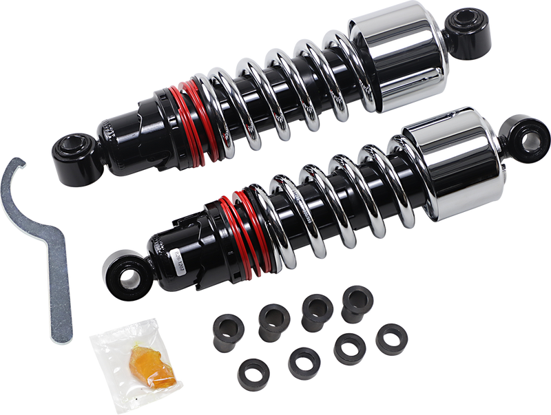 BURLY BRAND Slammer Plus Shocks - Chrome - '91-'17 FXD B28-1207 - PartsOutlet.com.au