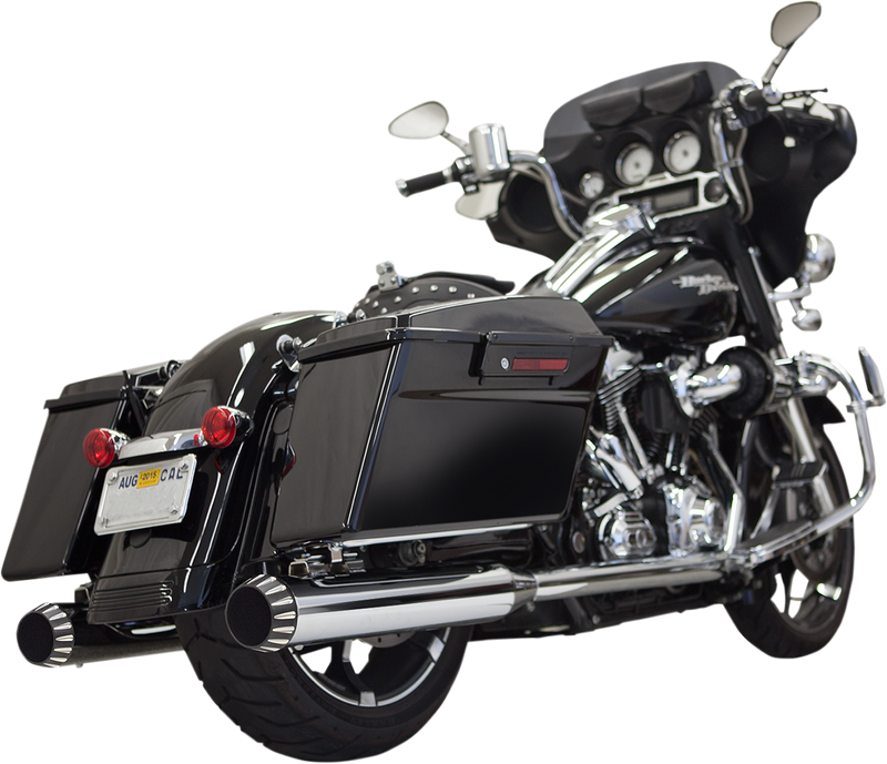 BASSANI XHAUST 4"Straight Can QNT Quiet Muffler W/ Black Billet End Cap for '95-'16 Bagger - Chrome 1F7QNT5