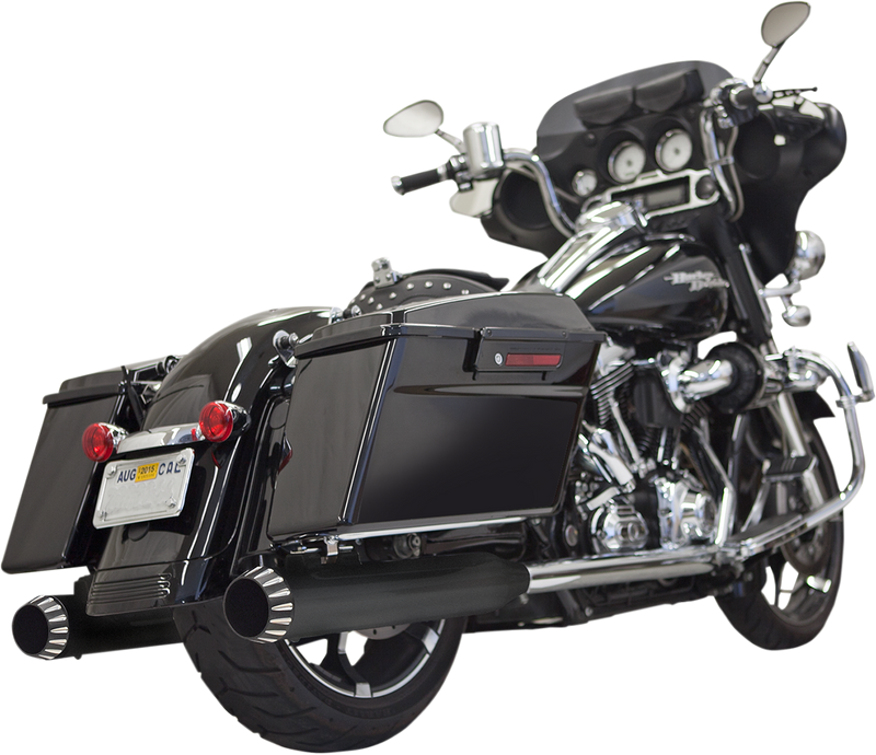 BASSANI XHAUST 4" Straight Can QNT Quiet Muffler W/ Black Billet End Cap for '95-'16 Bagger - Black 1F7QNT5B