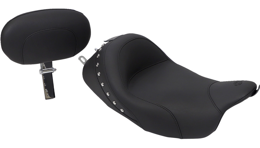 MUSTANG Solo Chrome Studded Seat - Driver's Backrest - Harley-Davidson FL 2008+ 79602 - PartsOutlet.com.au