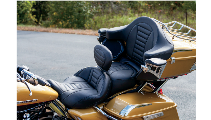 MUSTANG Removable Driver Backrest - Tuck and Roll - Harley-Davidson FL 2008+ 79012 - PartsOutlet.com.au