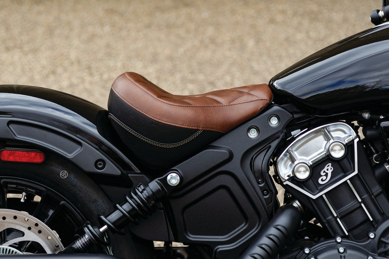 MUSTANG Solo Seat - Brown - Indian Scout Bobber 2018-2023 - 76843 - PartsOutlet.com.au