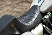 MUSTANG Squareback One-Piece Seat - Tuck and Roll - Black W/Black Stitching - Harley-Davidson FL 2008+ 75239 - PartsOutlet.com.au