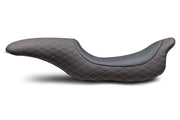 MUSTANG Revere Journey Seat - Diamond - Red Stitched - Harley-Davidson FL 2008+ 74111AB - PartsOutlet.com.au