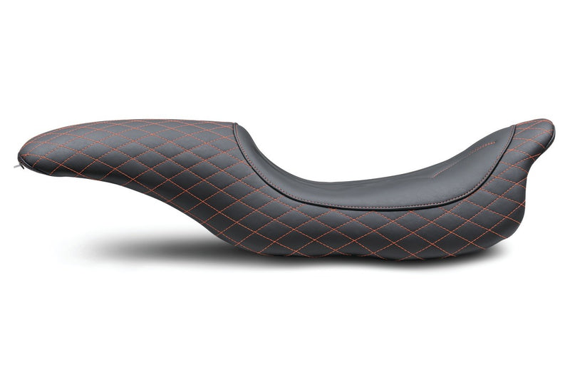 MUSTANG Revere Journey Seat - Diamond - Red Stitched - Harley-Davidson FL 2008+ 74111AB - PartsOutlet.com.au