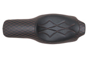 MUSTANG Revere Journey Seat - Diamond - Red Stitched - Harley-Davidson FL 2008+ 74111AB - PartsOutlet.com.au