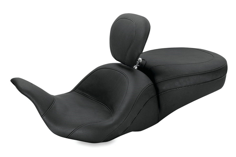 MUSTANG Lowdown Seat with Driver Backrest - Harley-Davidson FL 2008+ Plain 79703 - PartsOutlet.com.au