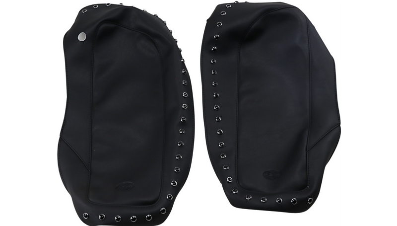 MUSTANG Saddlebag Lid Covers - Black Stud - Harley-Davidson FL2014-2021 - 77624 - PartsOutlet.com.au