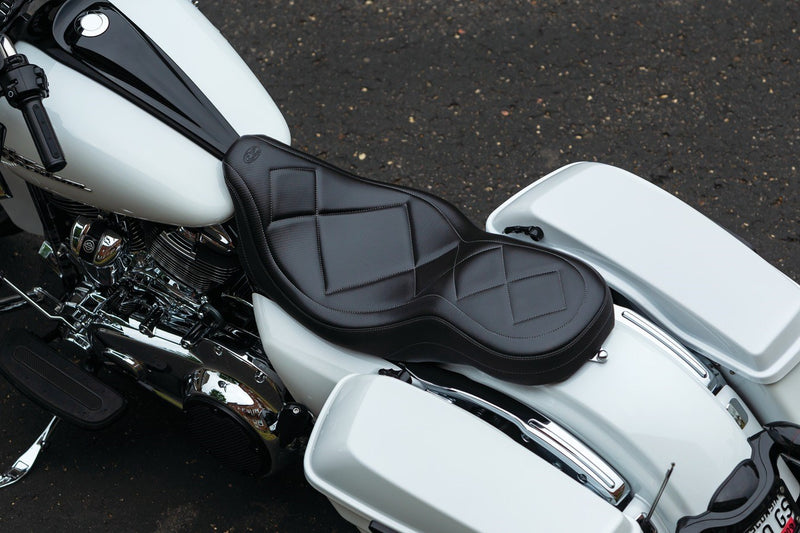 MUSTANG Super Tripper Seat - Carbon - Harley-Davidson FL 2008+ 75202 - PartsOutlet.com.au