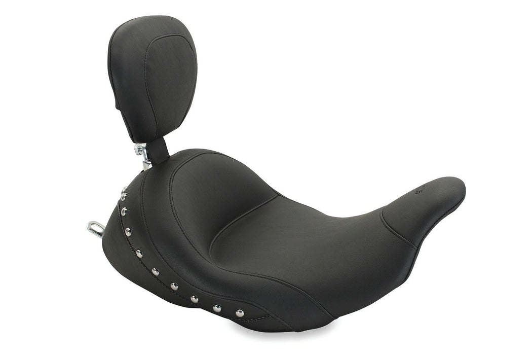 MUSTANG Solo Chrome Studded Seat - Driver's Backrest - Harley-Davidson FL 2008+ 79602 - PartsOutlet.com.au