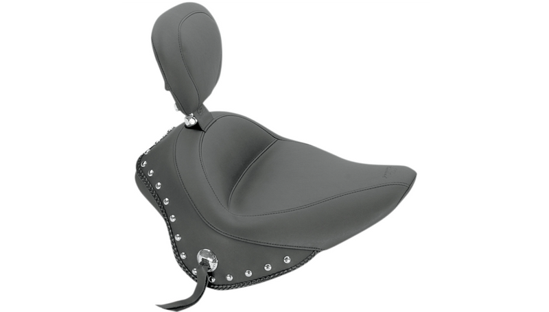 MUSTANG Studded Touring Solo Seat - Harley-Davidson Slim 2011-2017 - Driver's Backrest 79740 - PartsOutlet.com.au