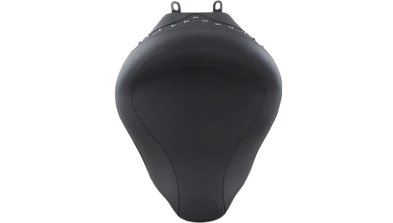 MUSTANG Super Solo Seat - Harley-Davidson FL 2008+ Black Studded 76069 - PartsOutlet.com.au
