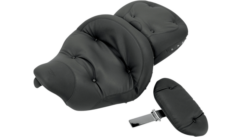 MUSTANG Super Touring Regal Seat - Driver Backrest - Black Studded - Harley-Davidson FL 2008+ 79609 - PartsOutlet.com.au