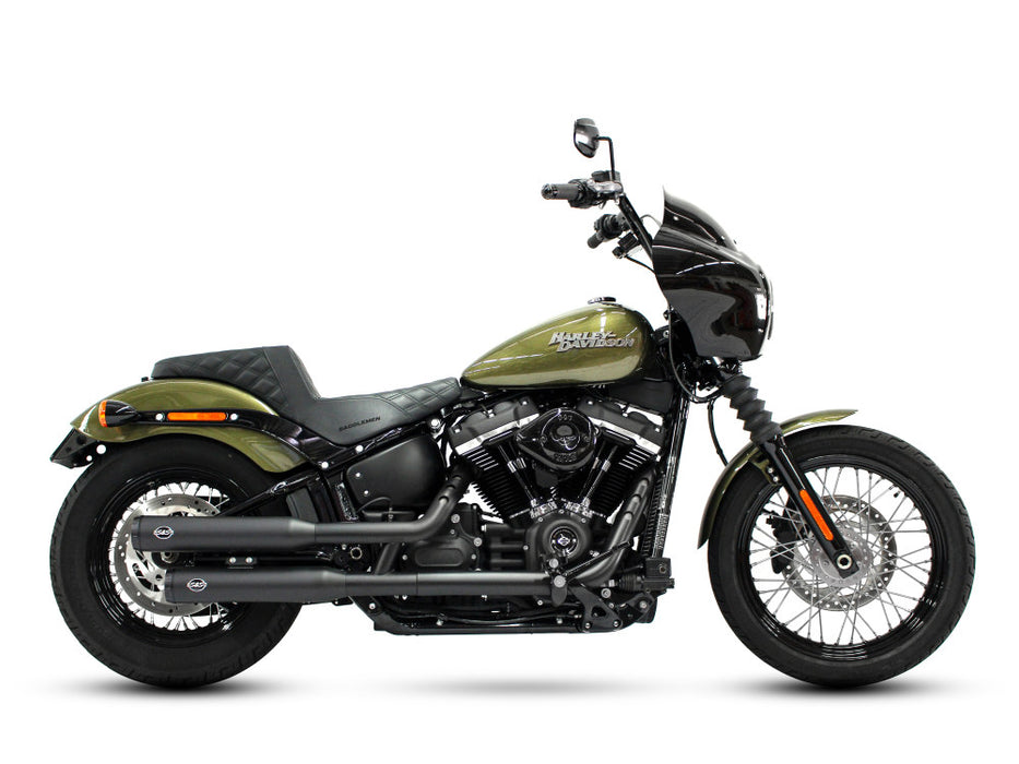 S&S CYCLE Grand National Race Mufflers for Softail - Black 550-0737 - PartsOutlet.com.au