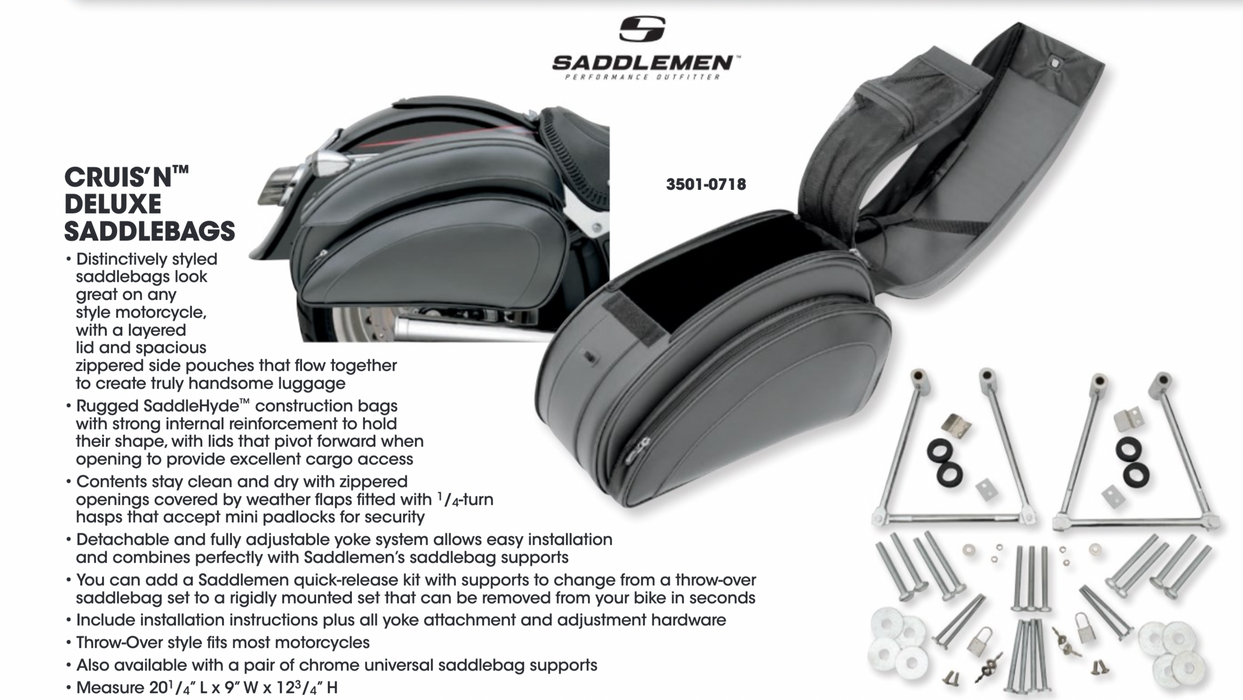 SADDLEMEN Cruis'n Deluxe Saddlebags with Mounting Hardware EX000556