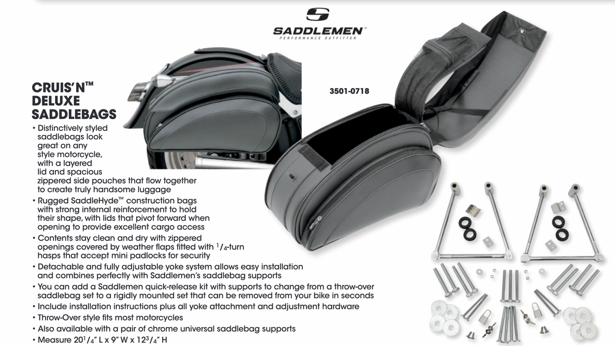 SADDLEMEN Cruis'n Deluxe Saddlebags with Mounting Hardware EX000556 - PartsOutlet.com.au