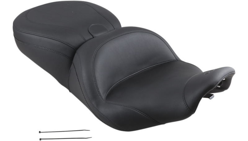 MUSTANG Lowdown Seat with Driver Backrest - Plain - Harley-Davidson FLHR 1997-2007 - 79672 - PartsOutlet.com.au