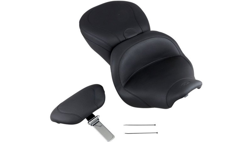 MUSTANG Lowdown Seat with Driver Backrest - Plain - Harley-Davidson FLHR 1997-2007 - 79672 - PartsOutlet.com.au