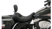 MUSTANG Lowdown Vintage Seat with Driver Backrest - Harley-Davidson FL 2009+ Black Studded 79912 - PartsOutlet.com.au
